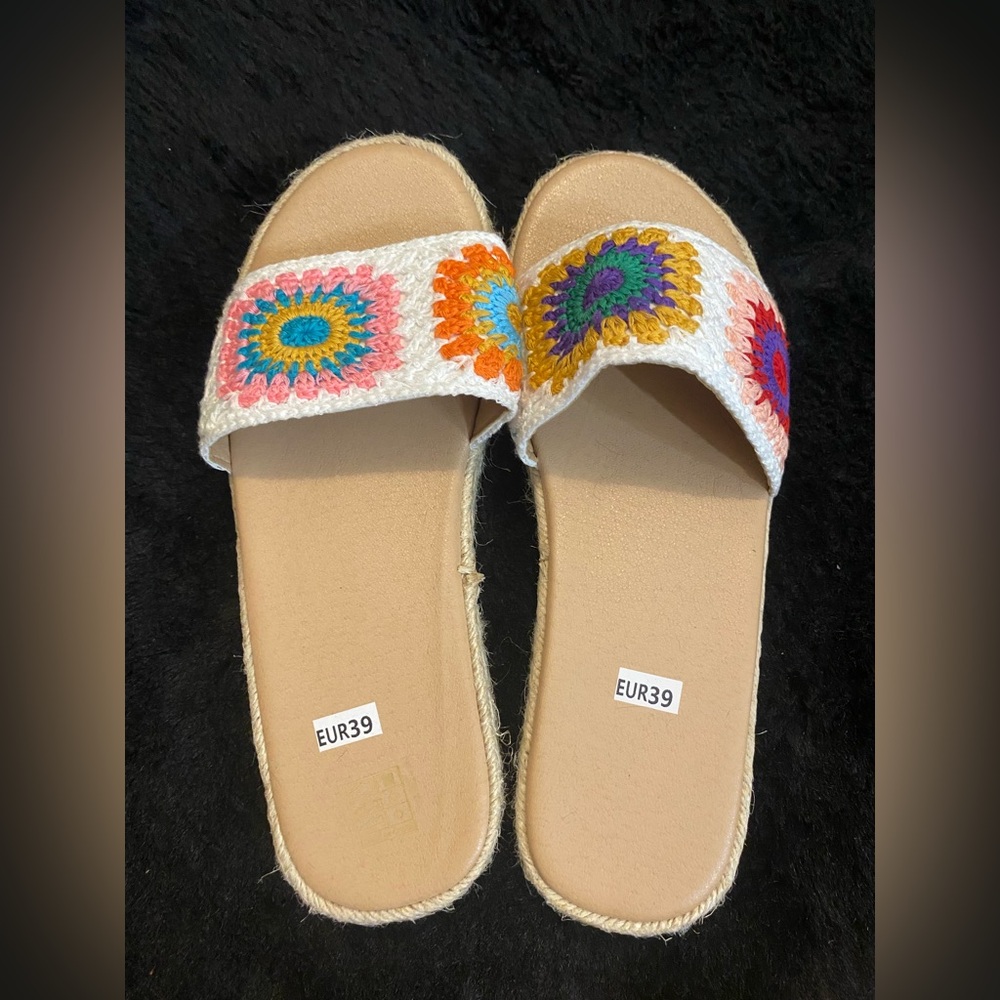 Colorful Crochet Slide Sandals